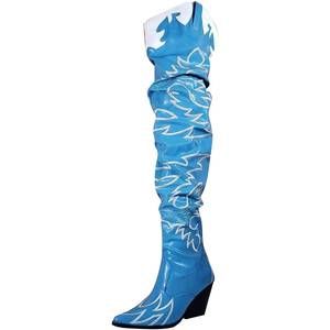 NEW CAPE ROBBIN women's kelsey rock star western thigh boot in blue stitch